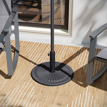 Flash Furniture Kona Black Cement Patio Umbrella Base w/Sunburst Patterned Wthrproof Polymer Coating, 19.25-in. Dia GM-WL-B49014A-BK-GG